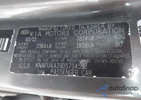 2013 Kia Forte Ex из США, поврежденный, VIN KNAFU4A29D5734552